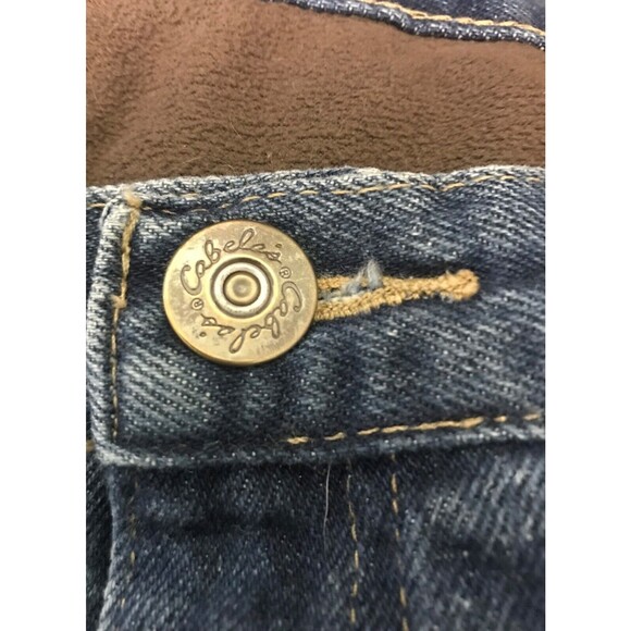 Cabela's Blue Jeans Men's Size 42x28 Brown Flannel Lined Relaxed Denim High Rise - Picture 9 of 12